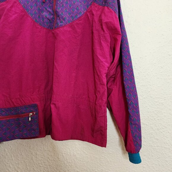 Duffel Sportswear Vintage Windbreaker Jacket Pink Purple Teal Women's Size Med - Picture 3 of 9